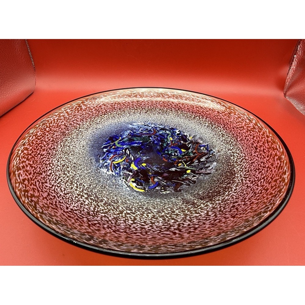 Kosta Boda Bertil Vallien Signed 10.75" Meteor Abstract Art Glass Plate 79320